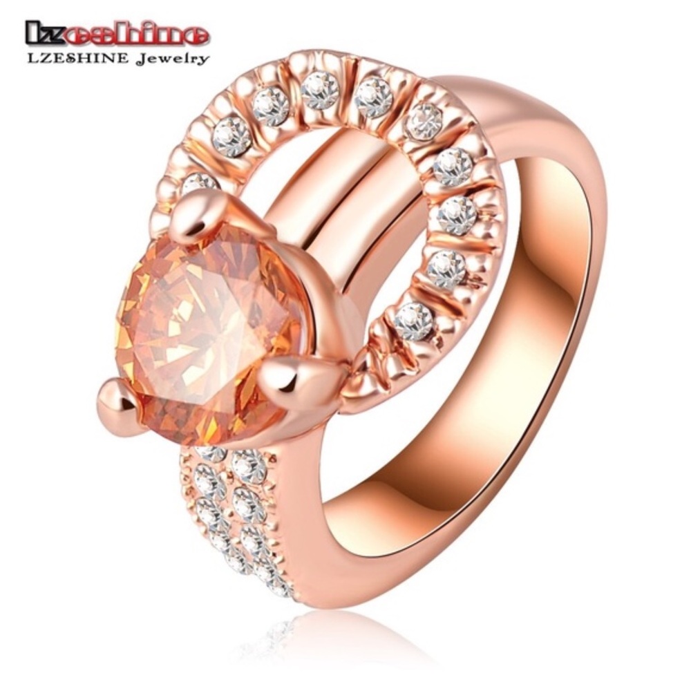 NEW Rose Gold and Orange Crystal Ring